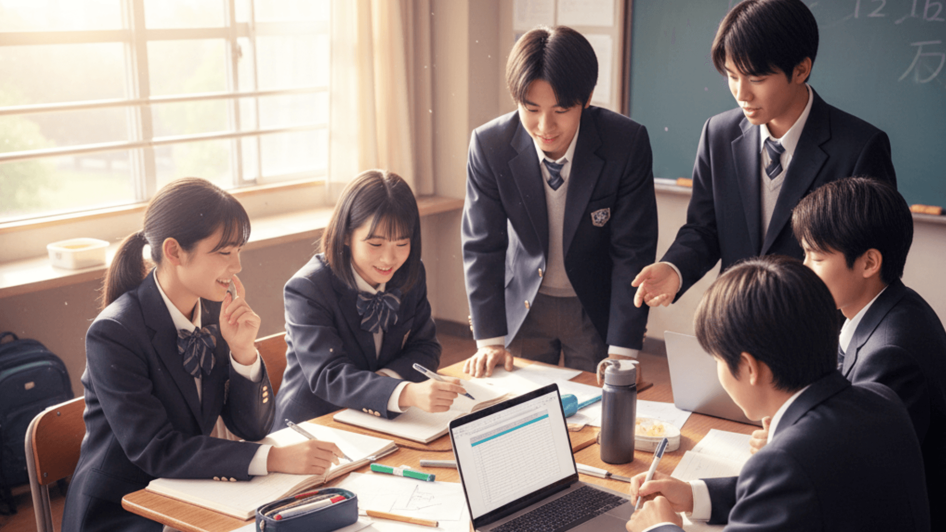 高校生がチームで事業アイデアを議論している様子